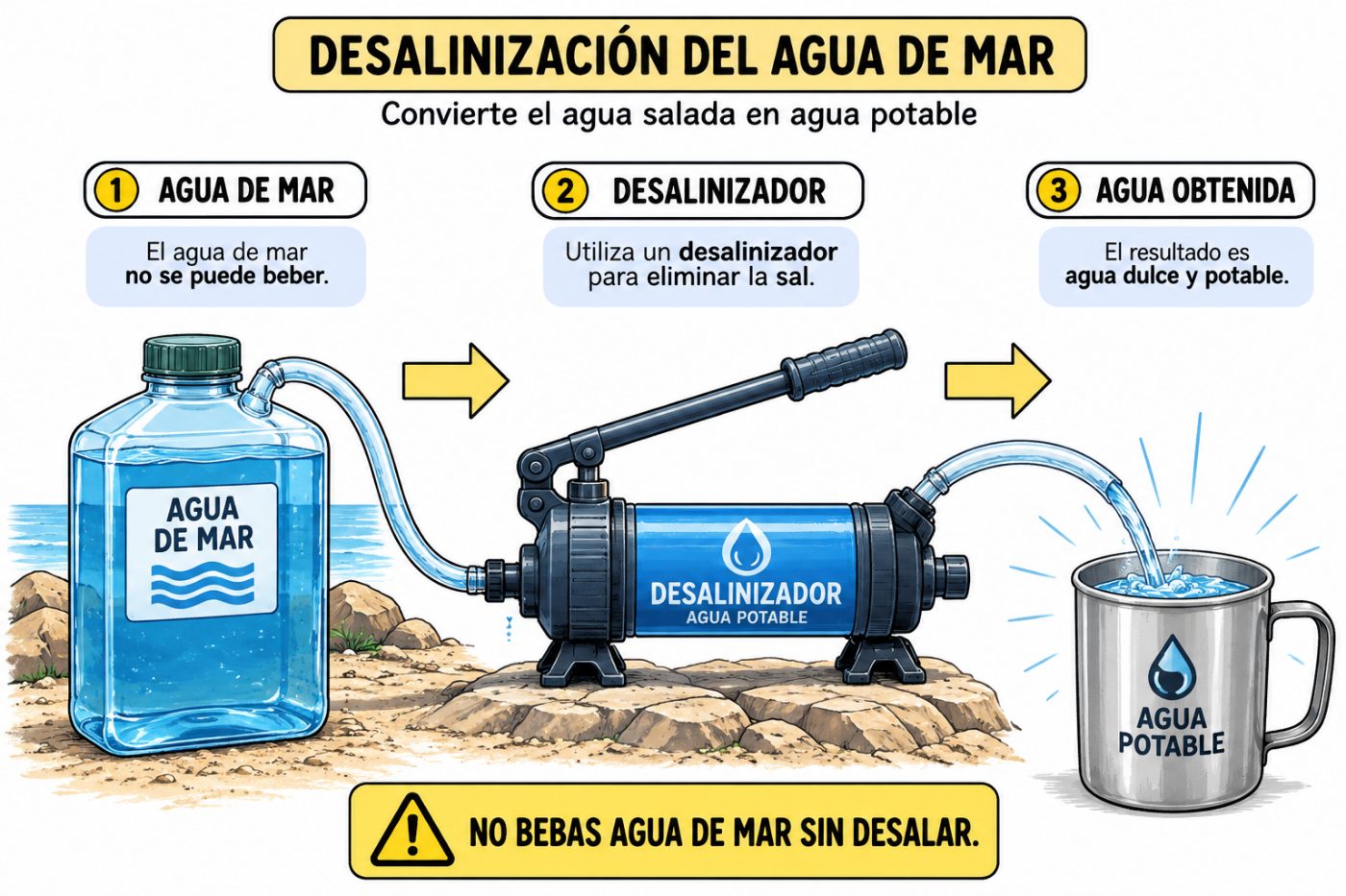 Desalinizar agua de mar con un desalinizador portátil